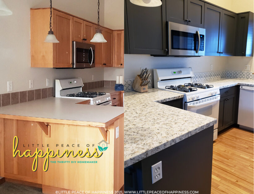 Before and after kitchen makeover on a budget.