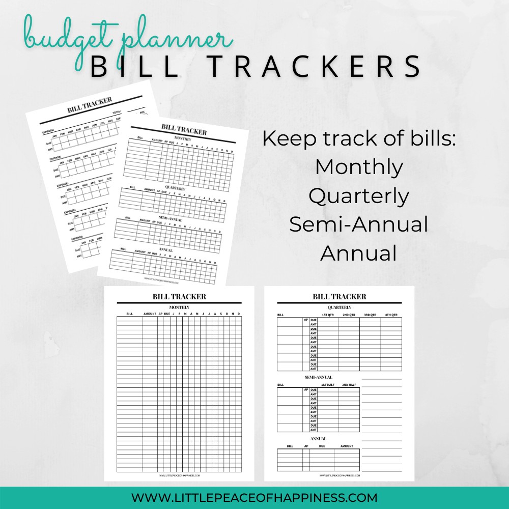 B&W Budget Planner Bill Tracker