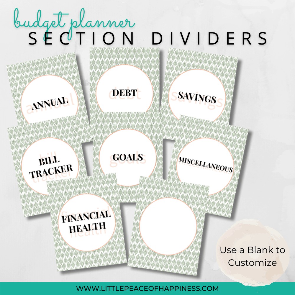 Nature Budget Planner Dividers
