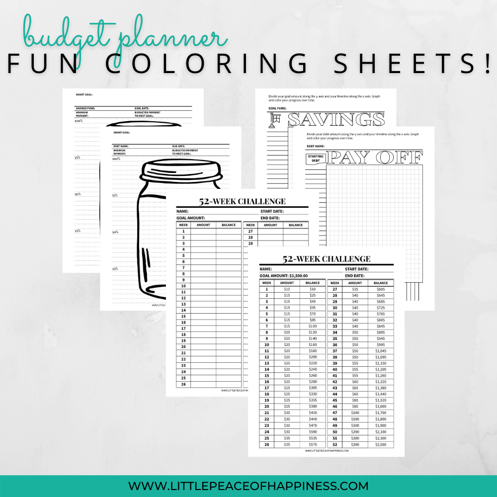 B&W Budget Planner Coloring Pages