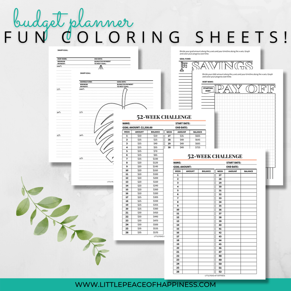 Nature Green Budget Planner Coloring Pages