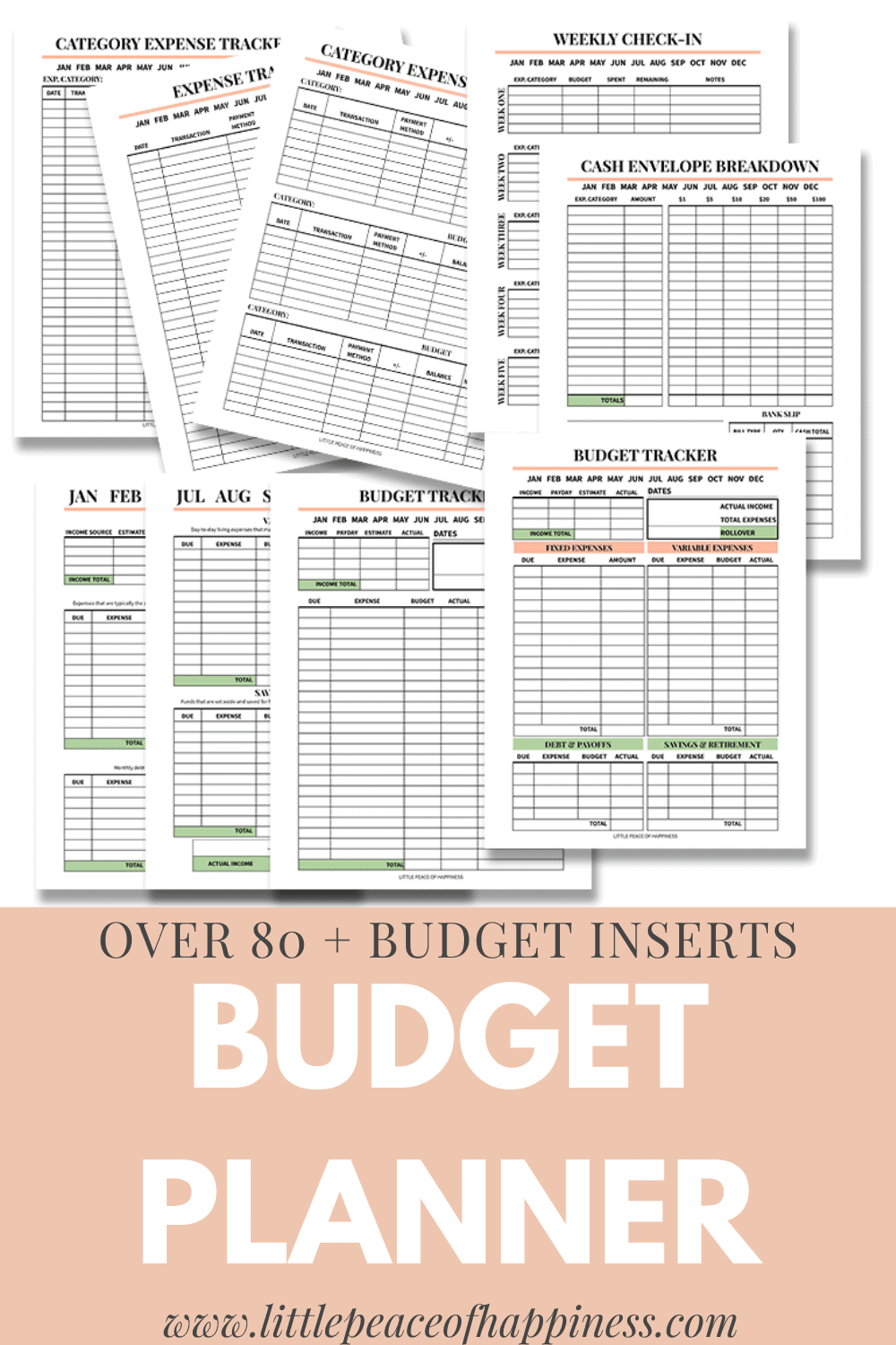 digital printable budget planner inserts