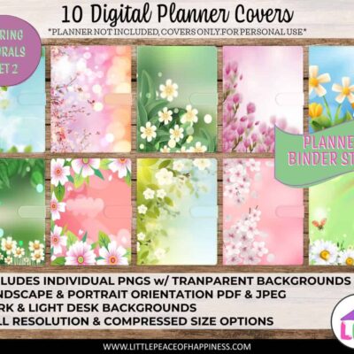 digital planner cover with flowers