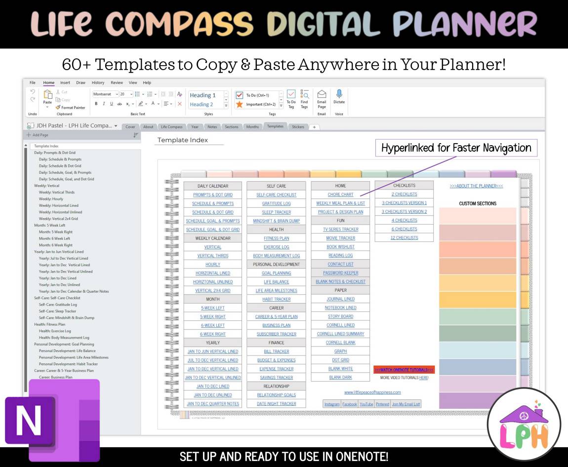 Pastel OneNote Digital Planner Templates
