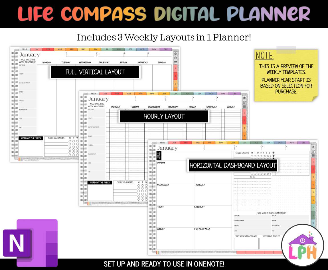 Vivid OneNote Digital Planner Week