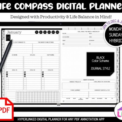 digital planner black journal