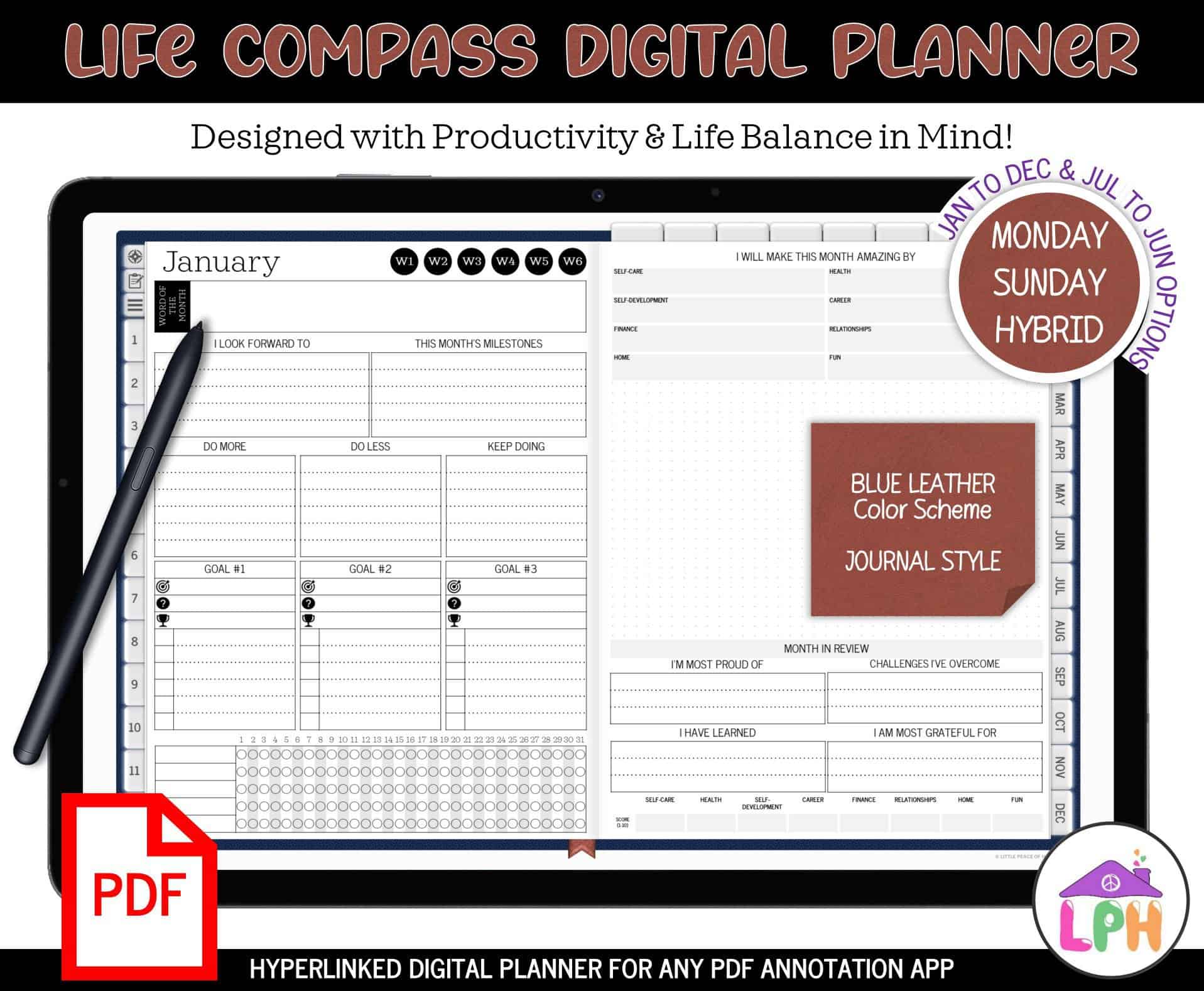 digital planner blue journal