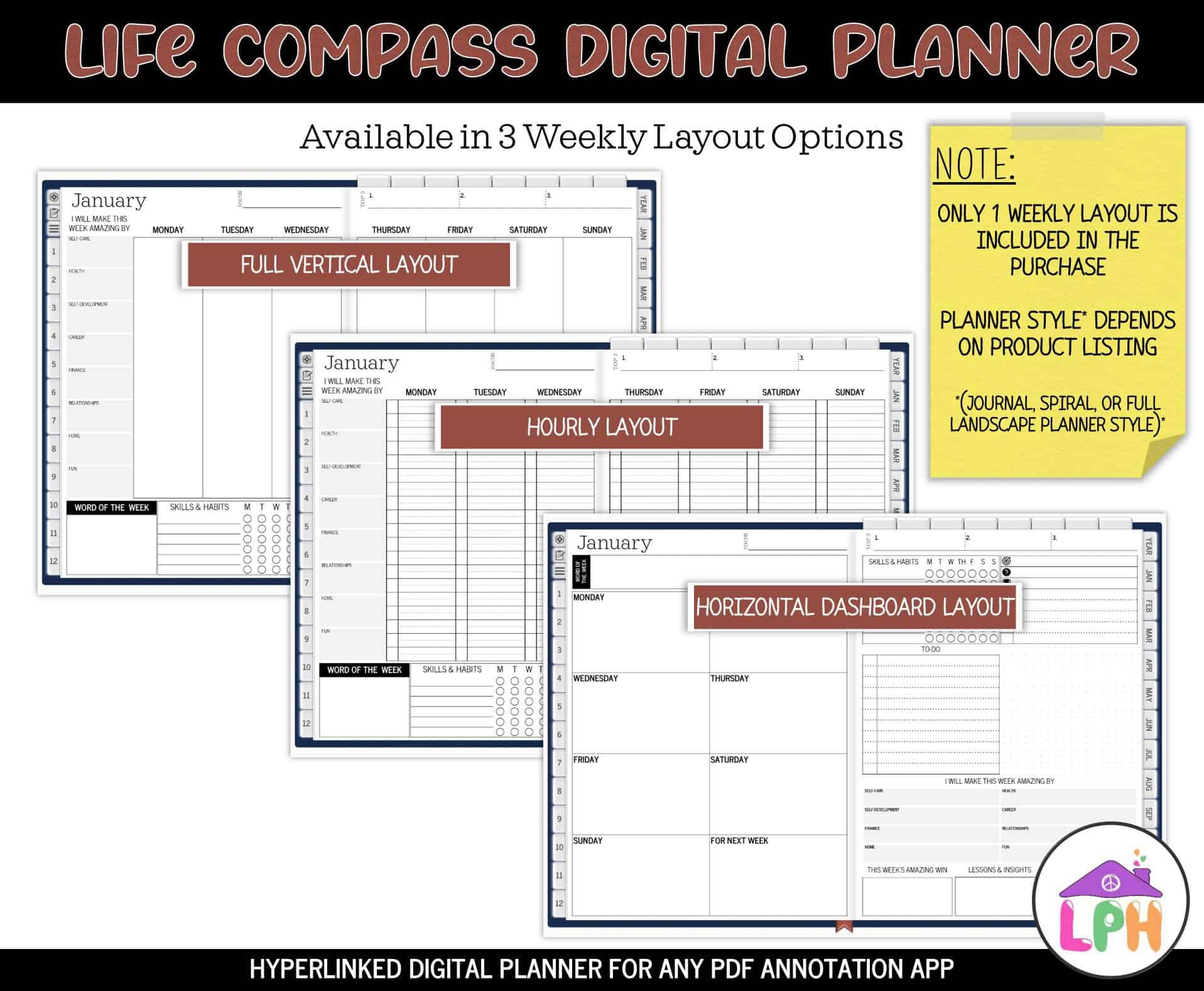 digital planner weekly layouts
