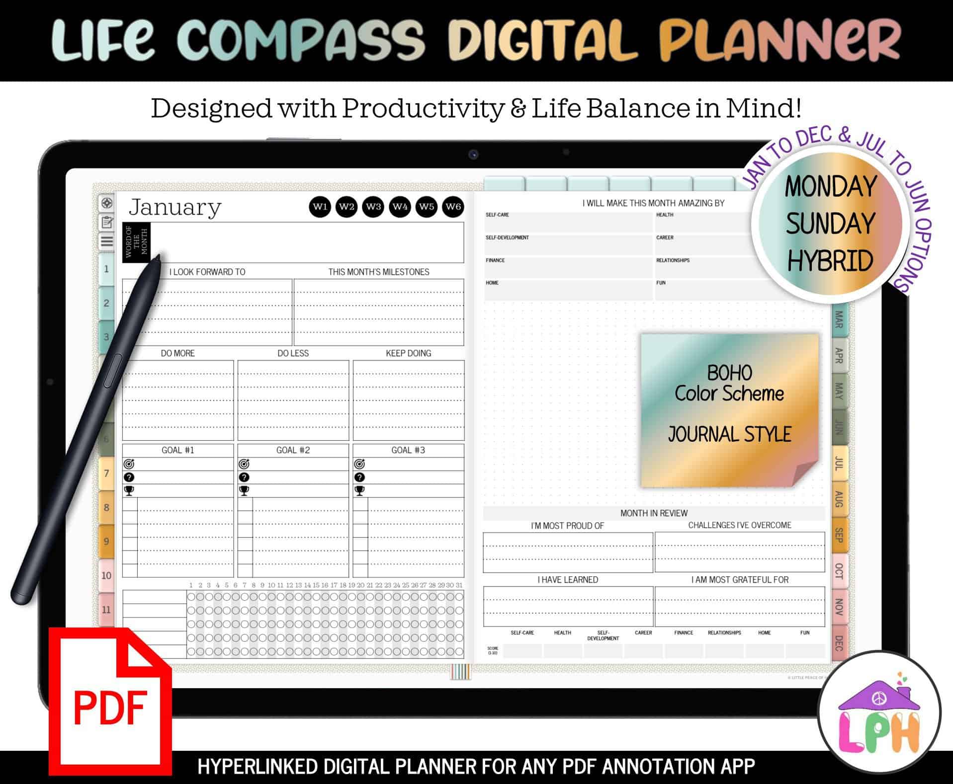 digital planner boho journal