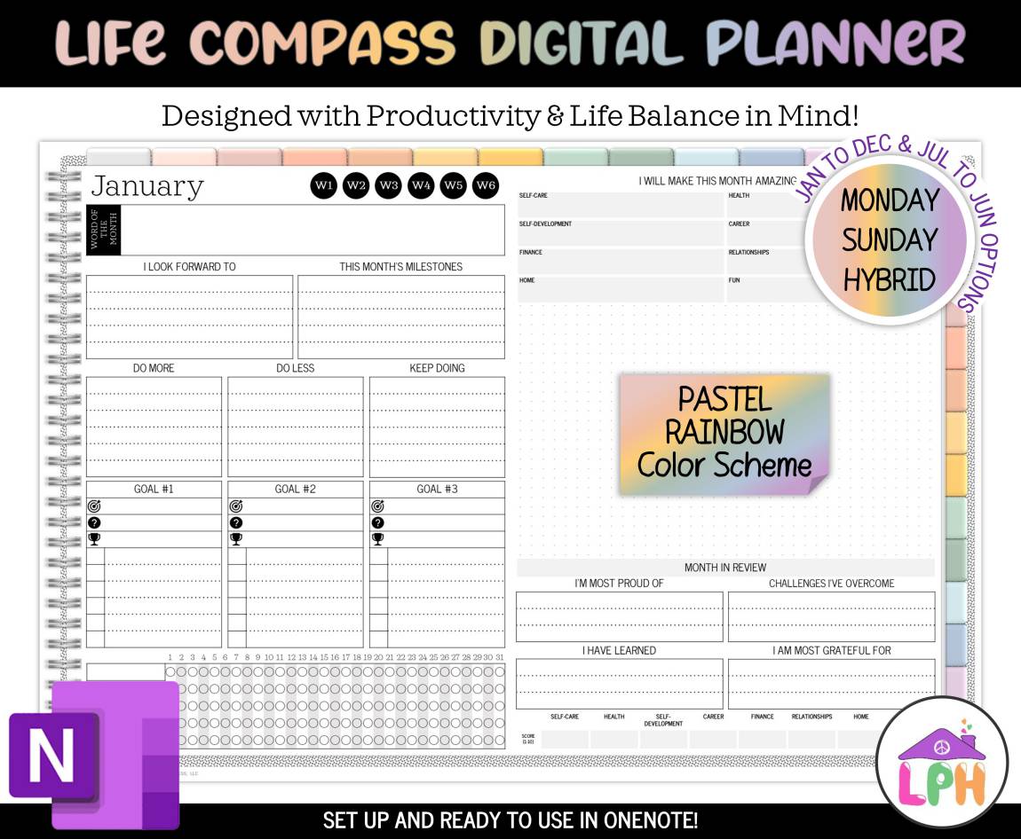 onenote digital planner pastel