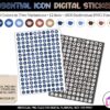 Blue & Brown Functional Icon Digital Stickers