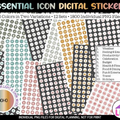 Boho Functional Icon Planner Stickers