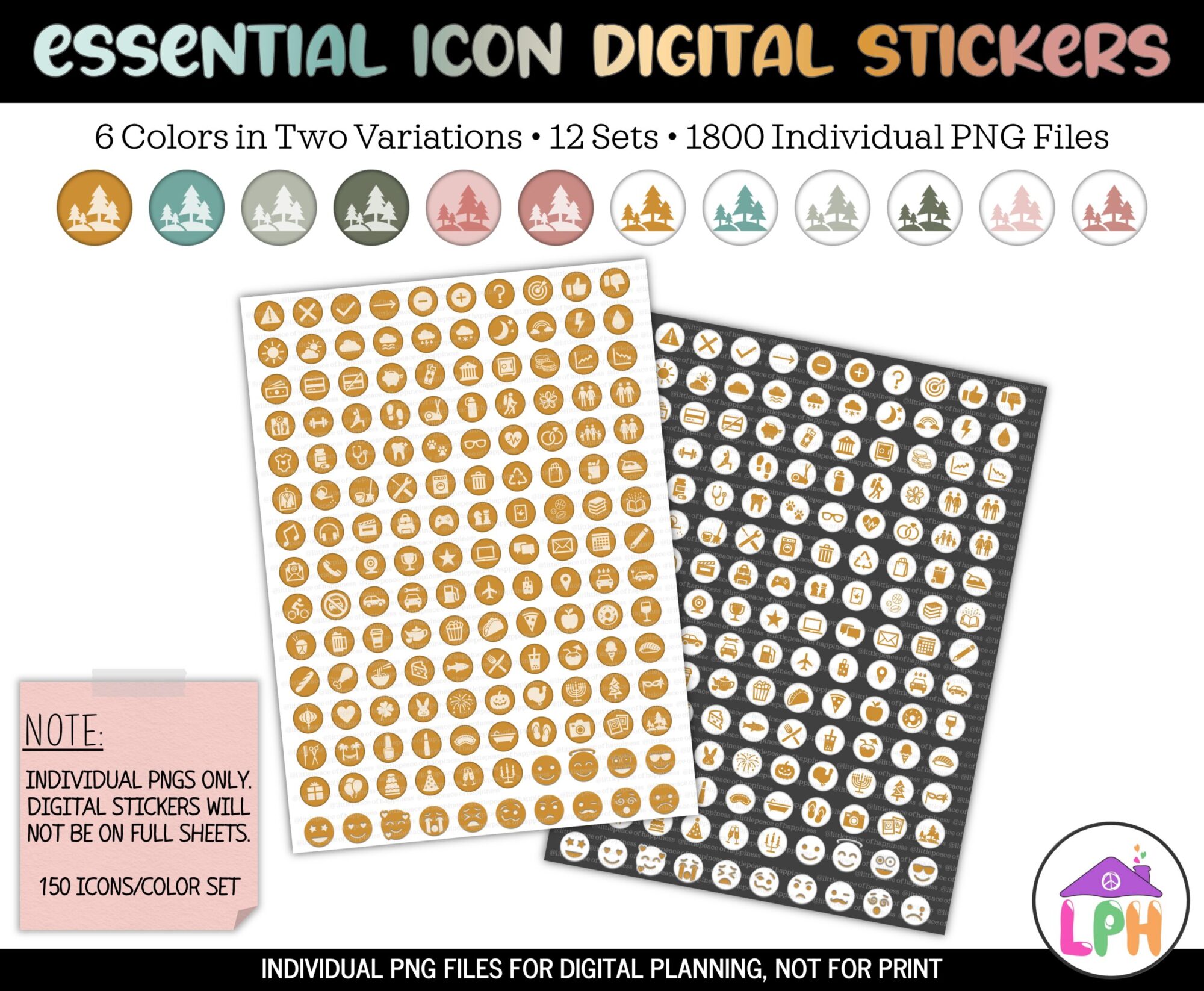 Boho Functional Icon Planner Stickers