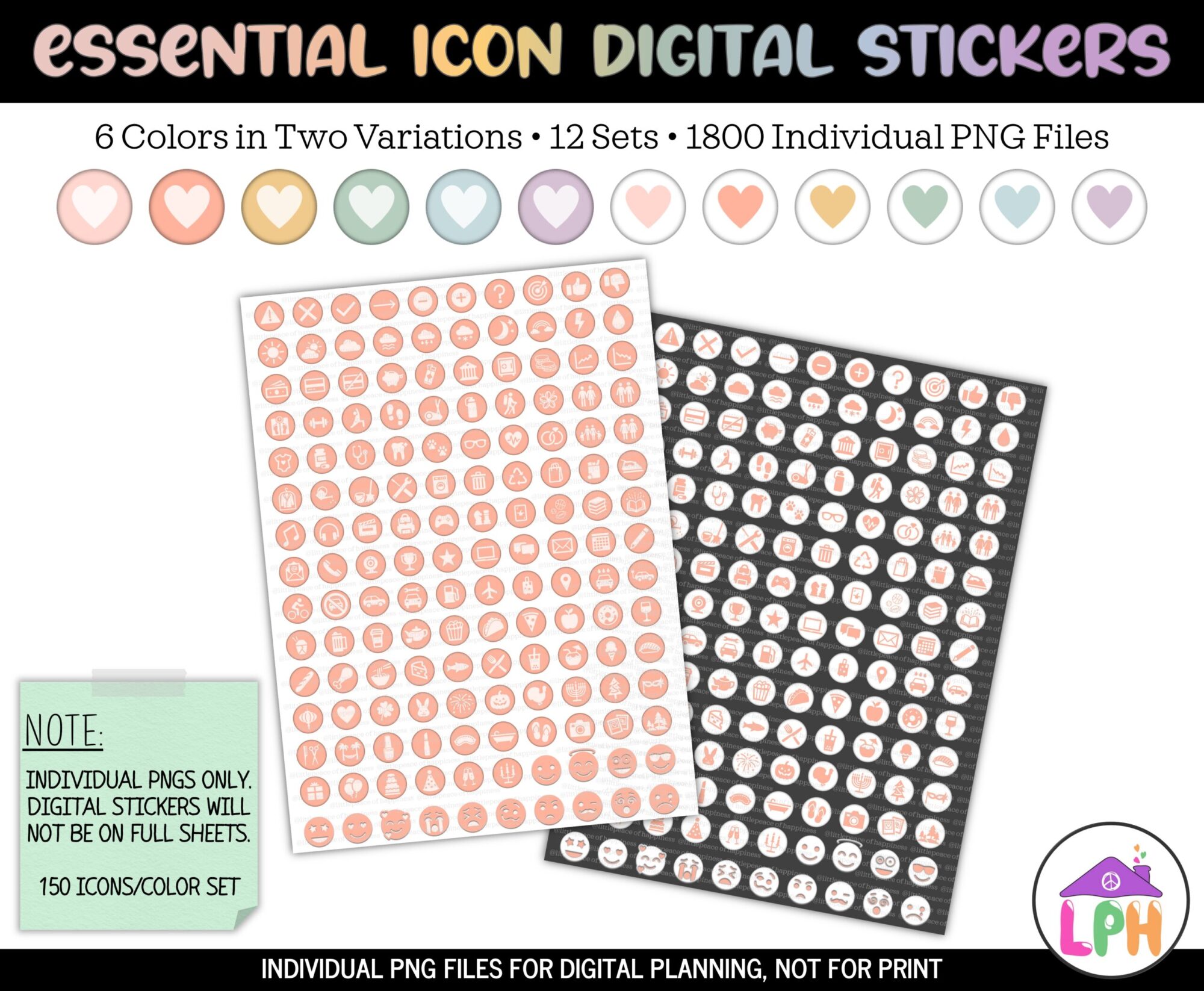 Pastel Functional Icon Digital Stickers