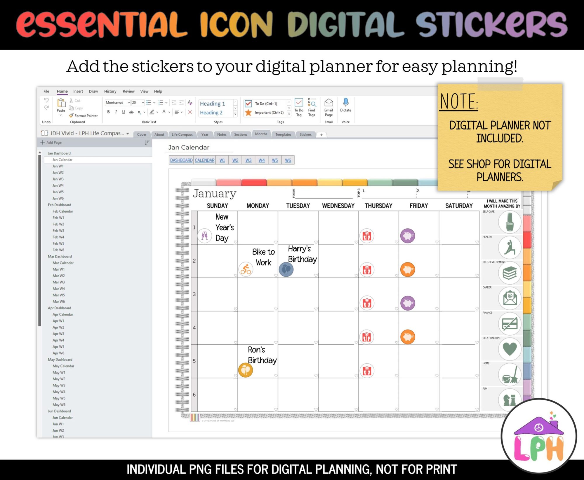 Vivid Functional Icon Digital Sticker