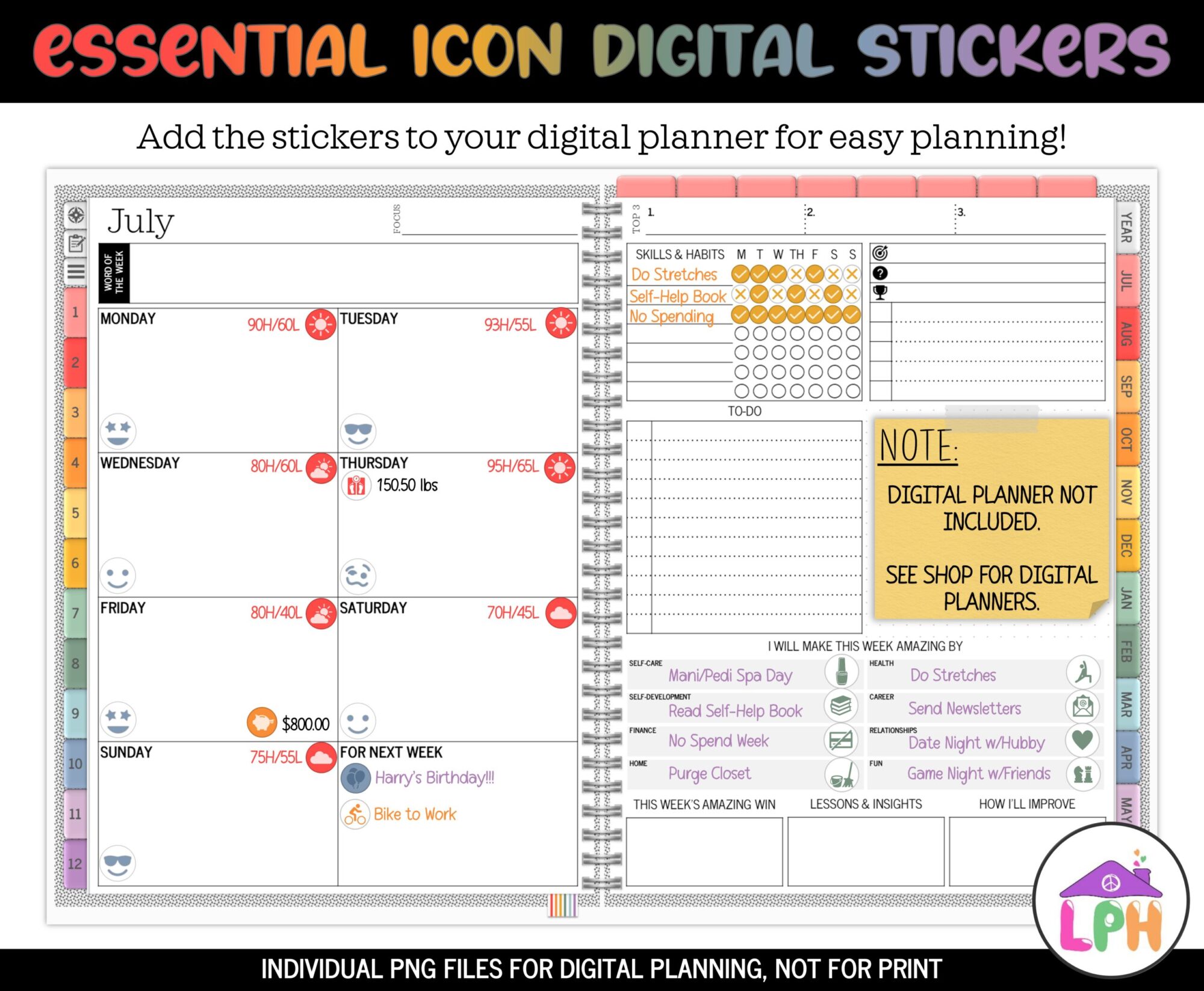 Vivid Functional Icon Digital Sticker
