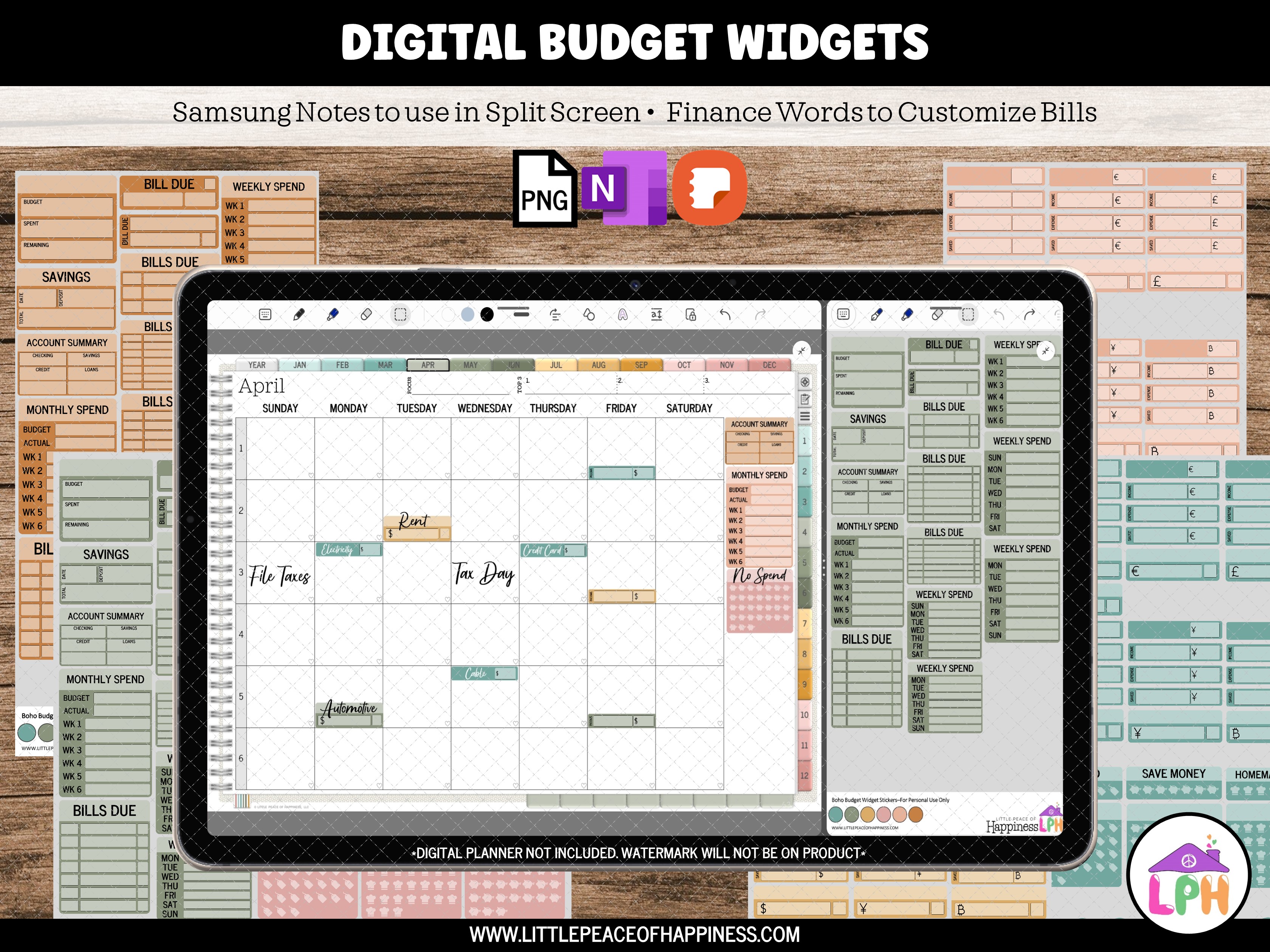 Boho Digital Budget Stickers for Digital Budget Planning
