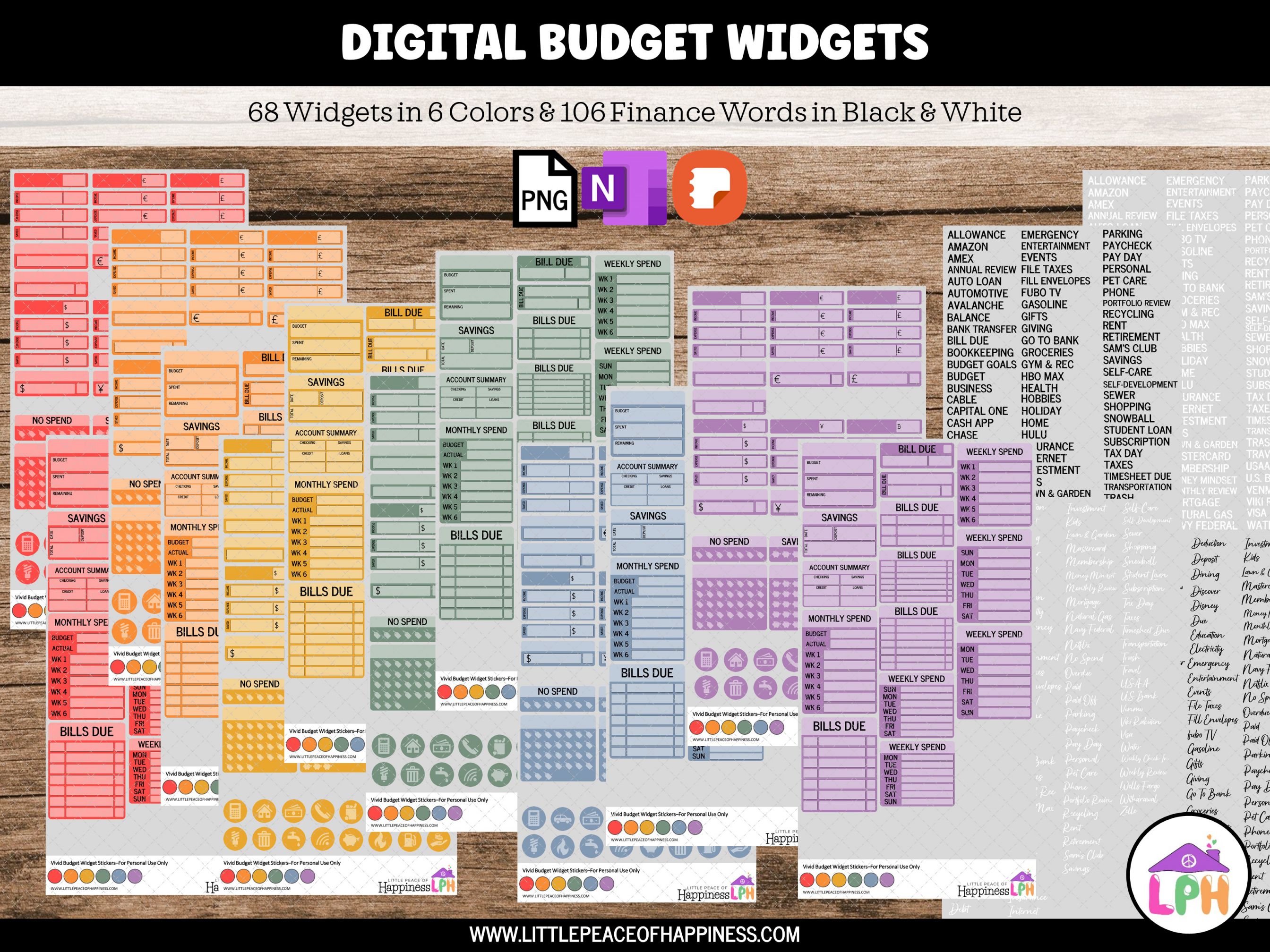Digital Budget Stickers for Digital Budget Planning for ipad, android, onenote