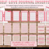printable guided journal page templates to print at home and for digital use in digital journals and digital planners. Includes self love journal prompts and list of affirmations.
