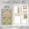 Green Color Dandelion Functional Digital Sticker for Digital Planners