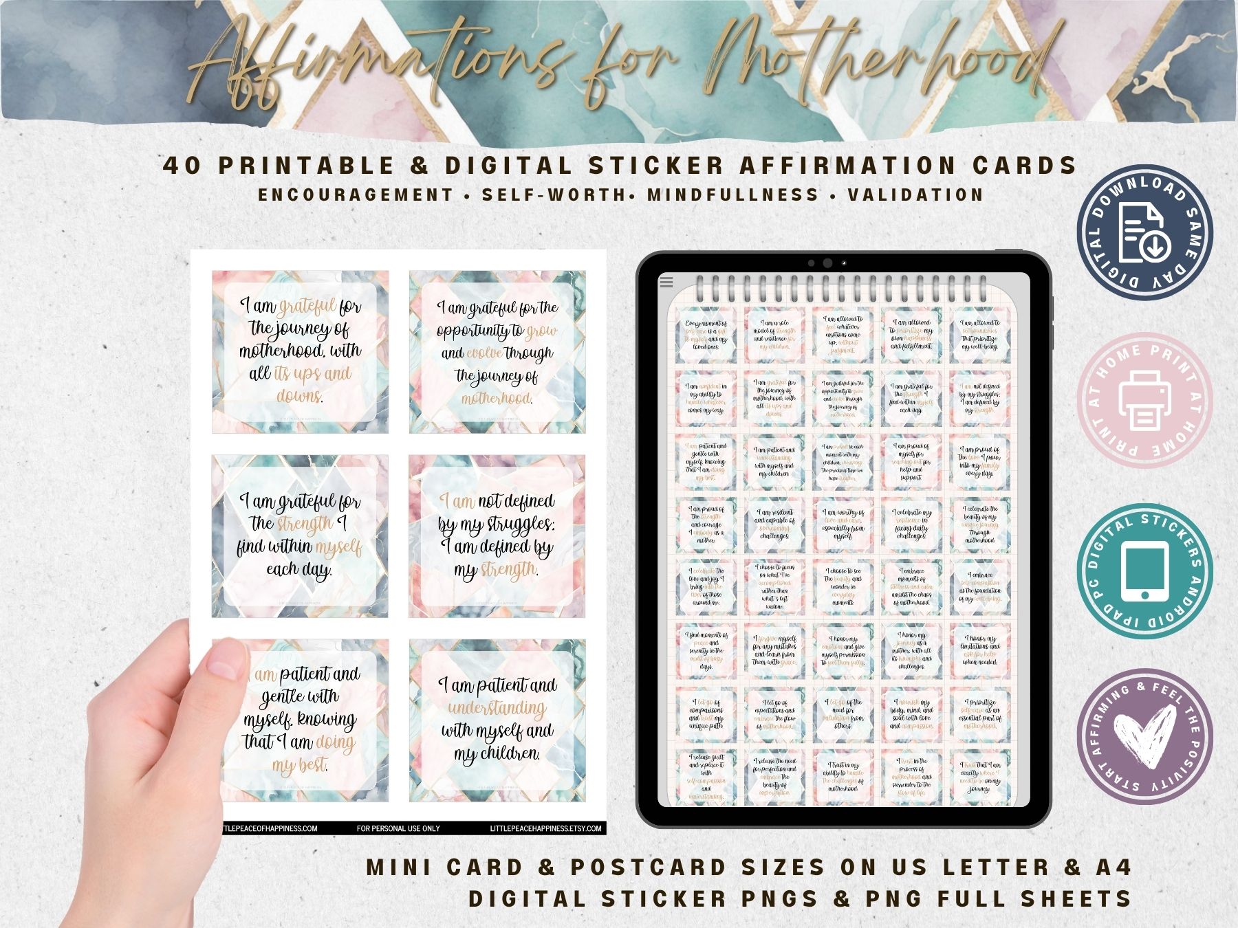 Mom Affirmation Cards Printable & Digital Positive Affirmations For new moms or seasoned moms, every mama can benefit from positive words of affirmation. Motherhood is hard and practicing daily affirmations will help boost a woman’s mental health.