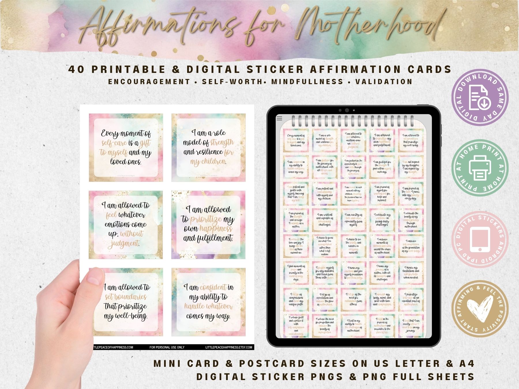 Mom Affirmation Cards Printable & Digital Positive Affirmations For new moms or seasoned moms, every mama can benefit from positive words of affirmation. Motherhood is hard and practicing daily affirmations will help boost a woman’s mental health.